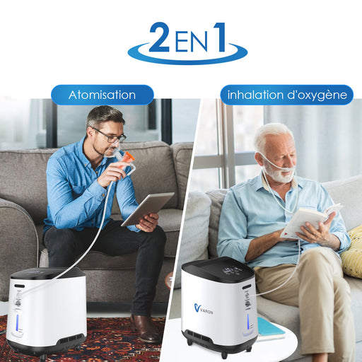 VARON VH-2 Concentrateur d'oxygène continu à domicile , commande intelligente et faible niveau sonore