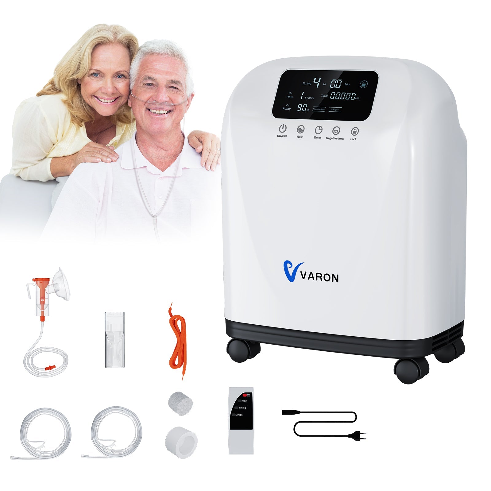 Concentrateur d'oxygène VARON VH-4 pour domicile | Flux continu réglable 1-9 L/min VARON