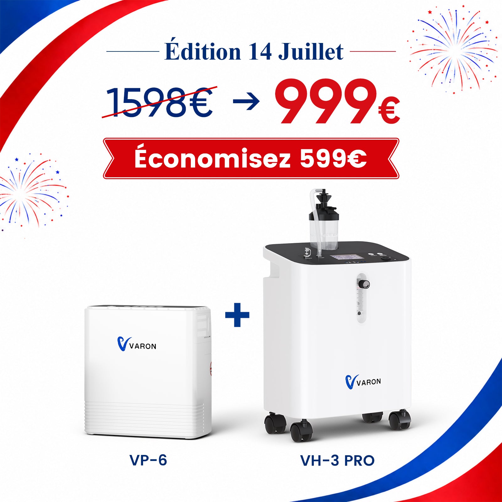 【Pack Essentiel】VARON VH-3 PRO + VP-6 | Solution complète d’oxygène à domicile et en déplacement VARON
