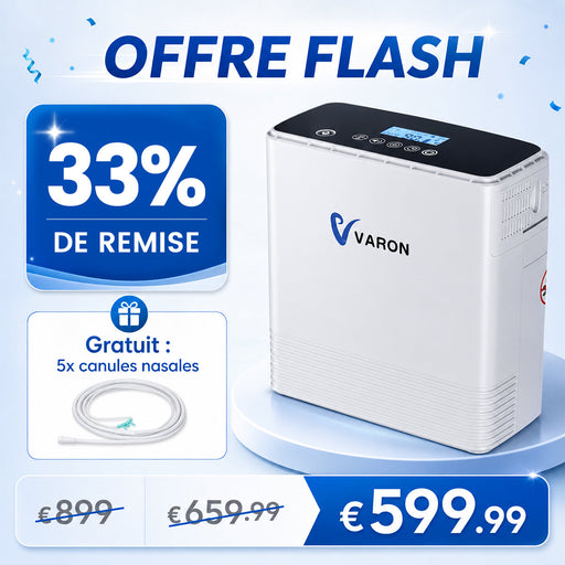 VARON VP-6 Concentrateur d'oxygène portable en continu - 6 Niveaux de Réglage, certifié CE VARON-FR