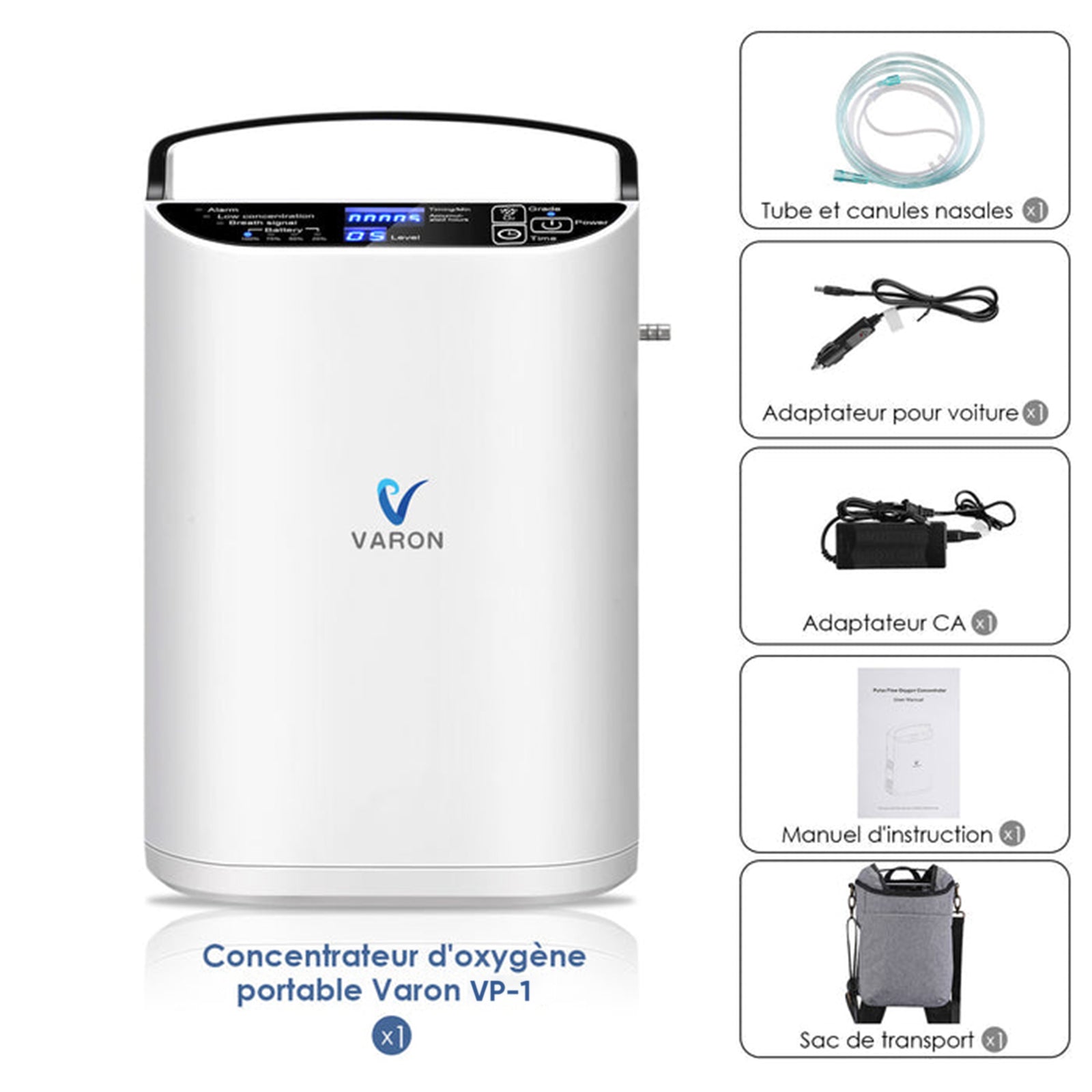 VARON VP-1 Pulse Concentrateur d'oxygène portable - Fonctionnement 24h, certifié CE VARON-FR
