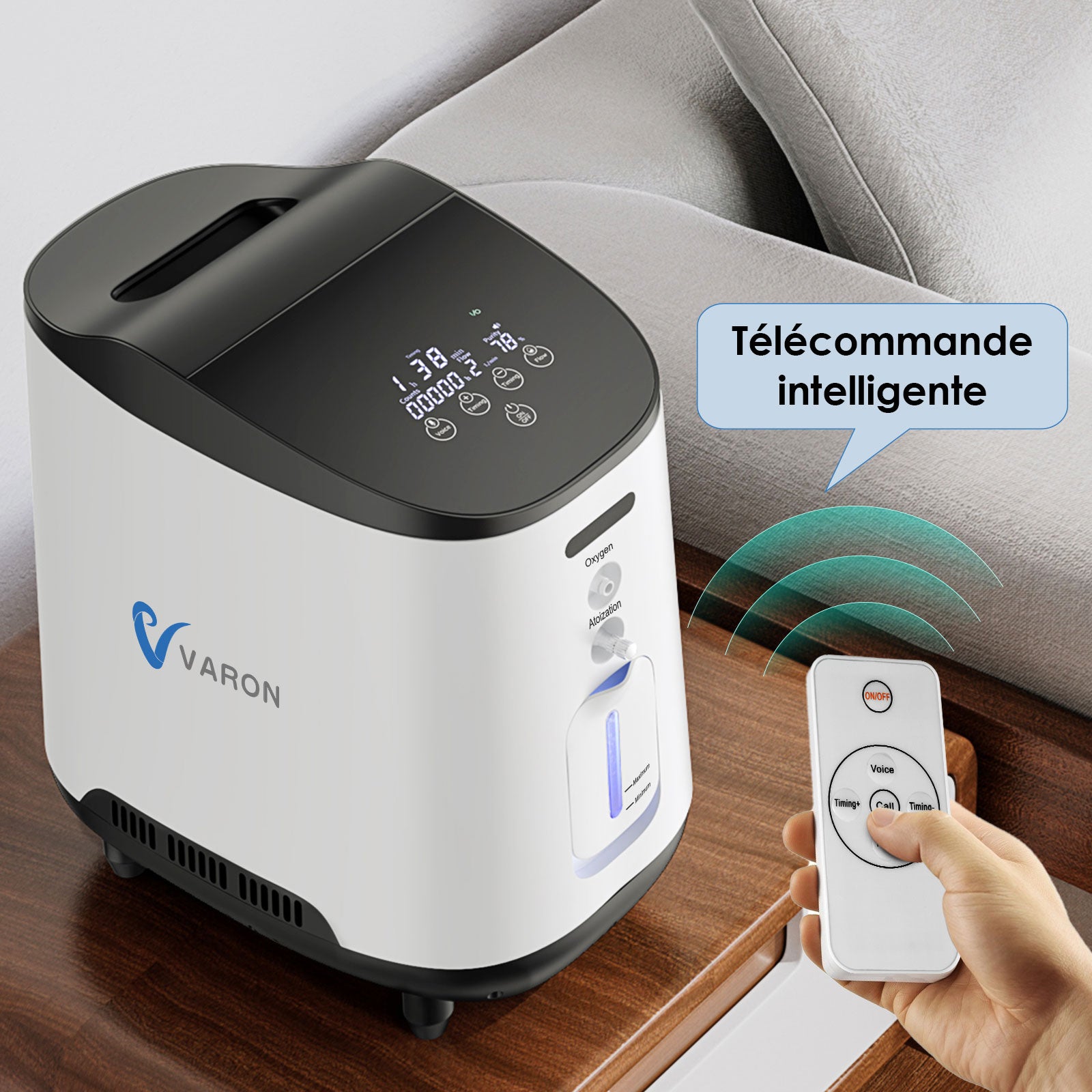 VARON VH-2 Concentrateur d'oxygène continu à domicile , commande intelligente et faible niveau sonore