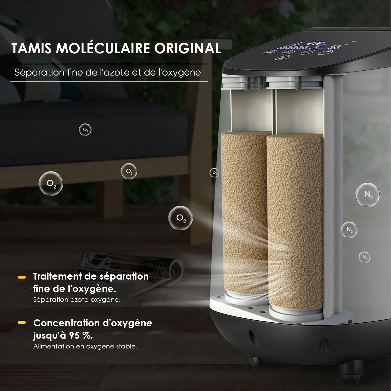  VARON VH-2 Concentrateur d'oxygène continu à domicile, commande intelligente et faible niveau sonore