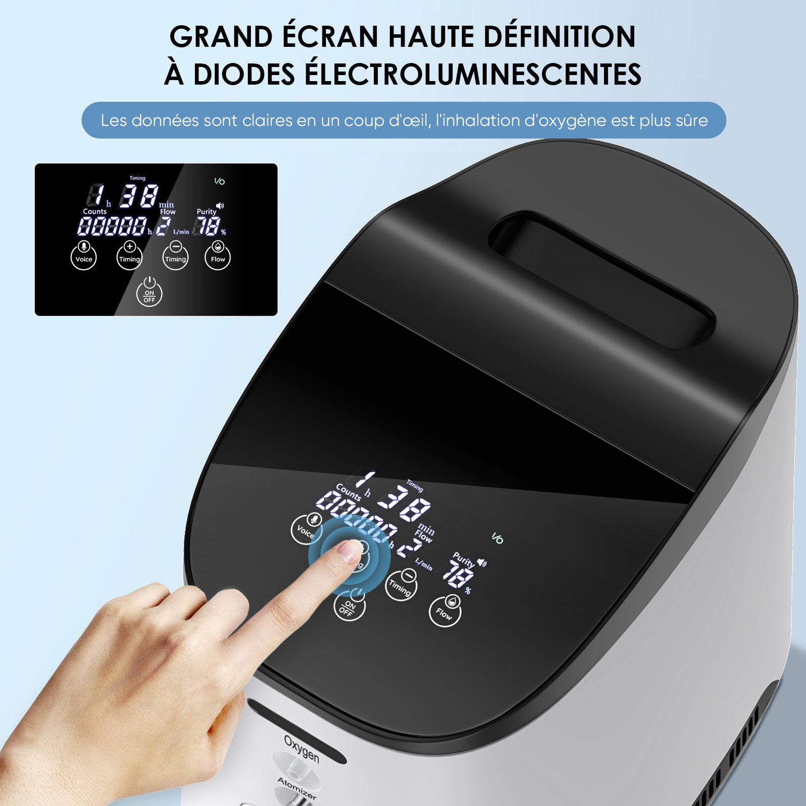  VARON VH-2 Concentrateur d'oxygène continu à domicile, commande intelligente et faible niveau sonore
