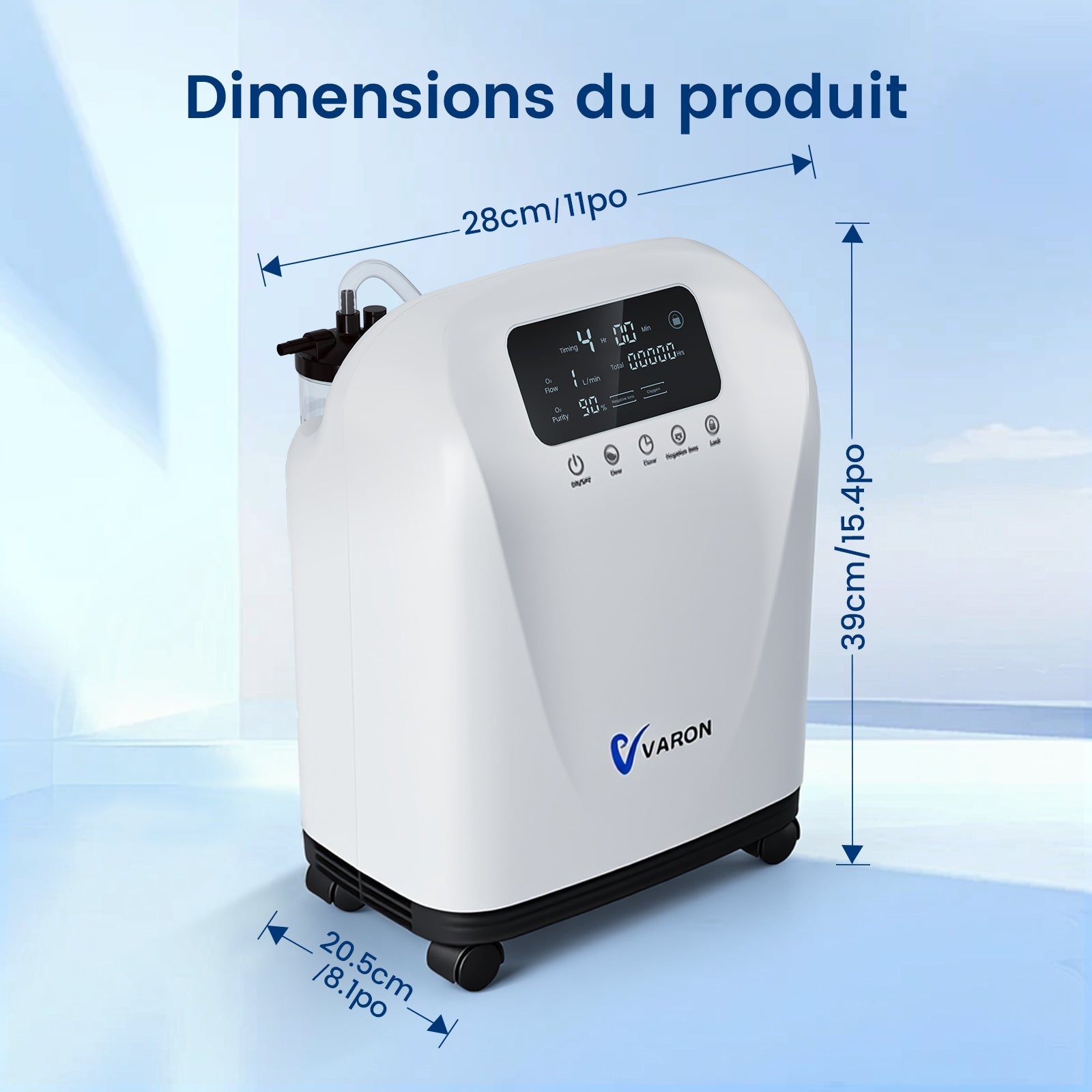 Concentrateur d'oxygène VARON VH-4 pour domicile | Flux continu réglable 1-9 L/min VARON