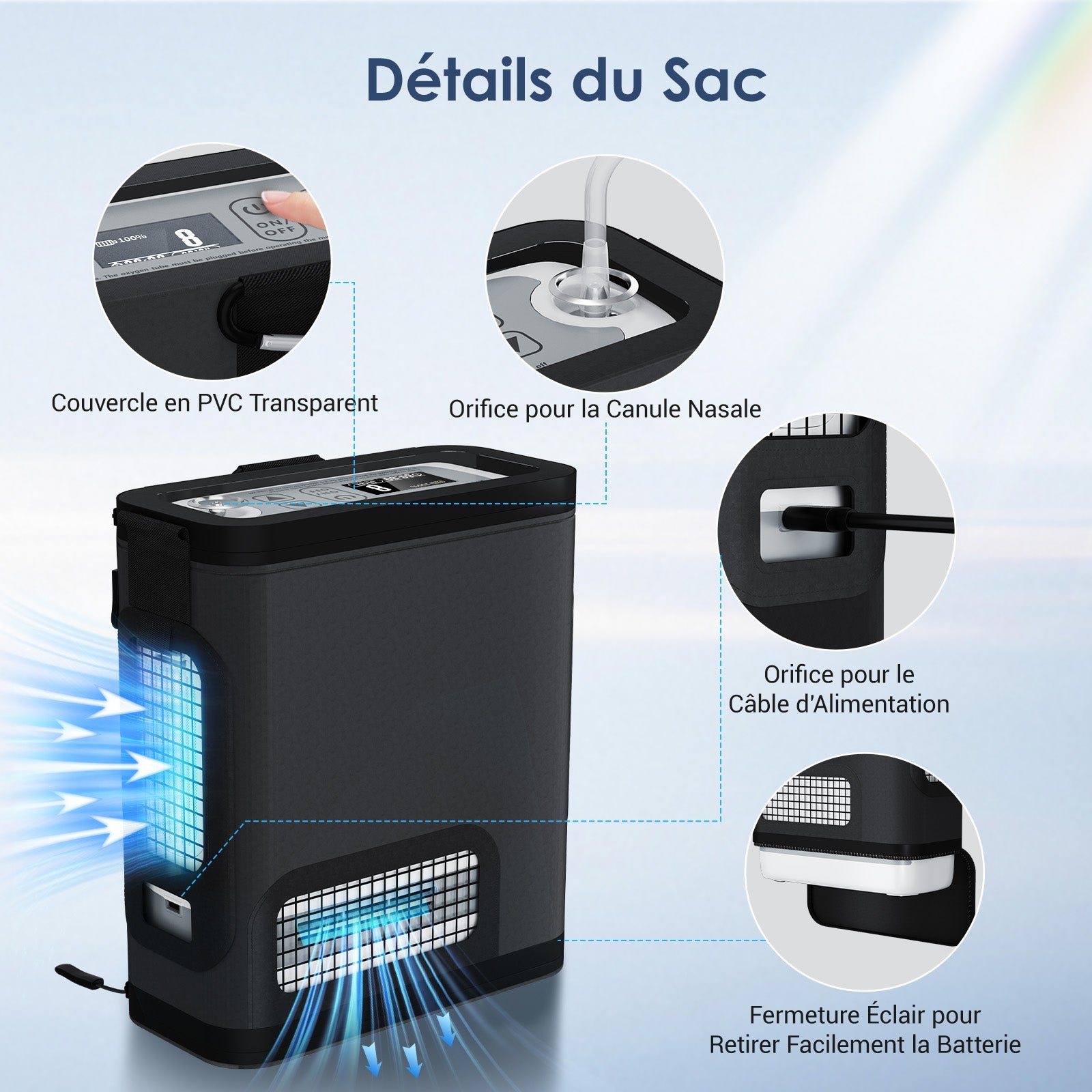 VARON VP-8G | Concentrateur Oxygen Portable Pulsé - 93% Pureté - Autonomie Étendue VARON-FR