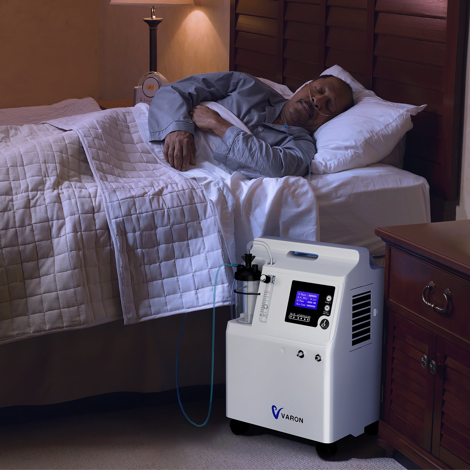 VARON Serene 5 5L Dormir avec le concentrateur d'oxygène pour une assistance respiratoire nocturne silencieuse et continue