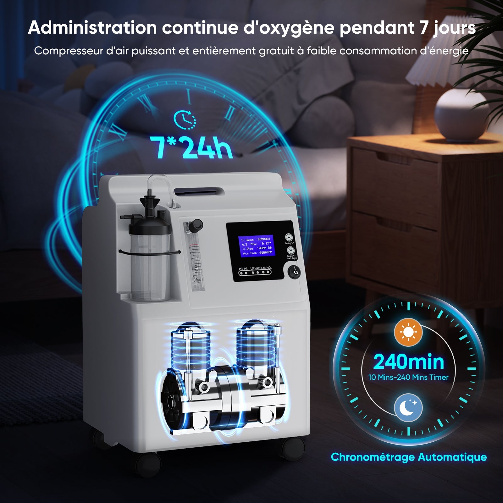 FDA Concentrateur d'oxygène VARON Serene 5 5L-Certification CE, 72H de fonctionnement VARON