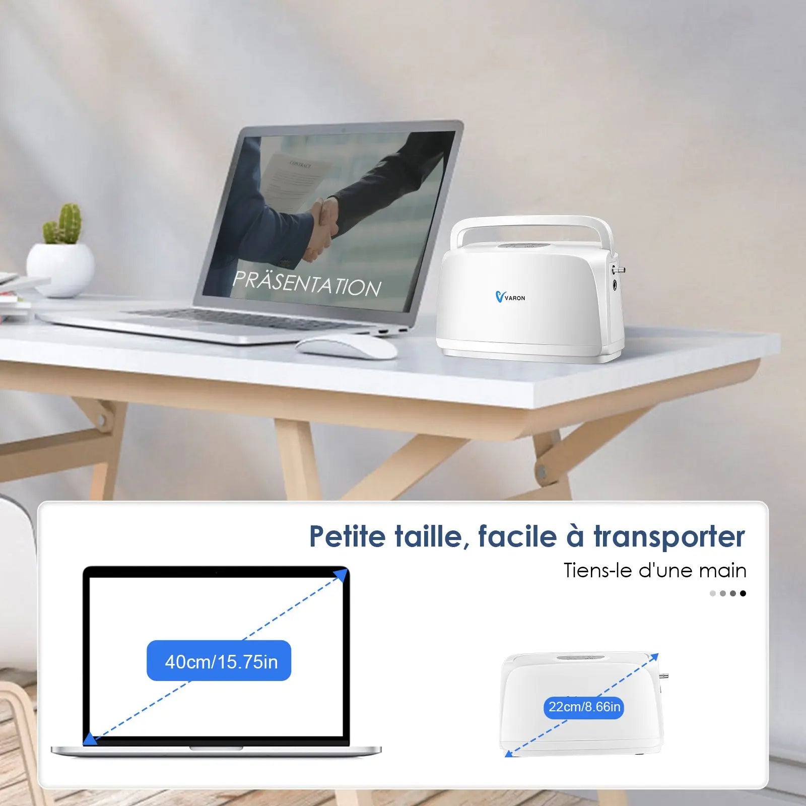 Concentrateur d'oxygène compact VL-1 pour le voyage, parfait pour les parcs, les véhicules récréatifs ou les excursions d'une journée.