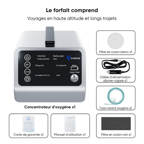 VARON VT-1 Concentrateur d'oxygène pulsé et continu - Idéal pour les voyages, certifié CE VARON