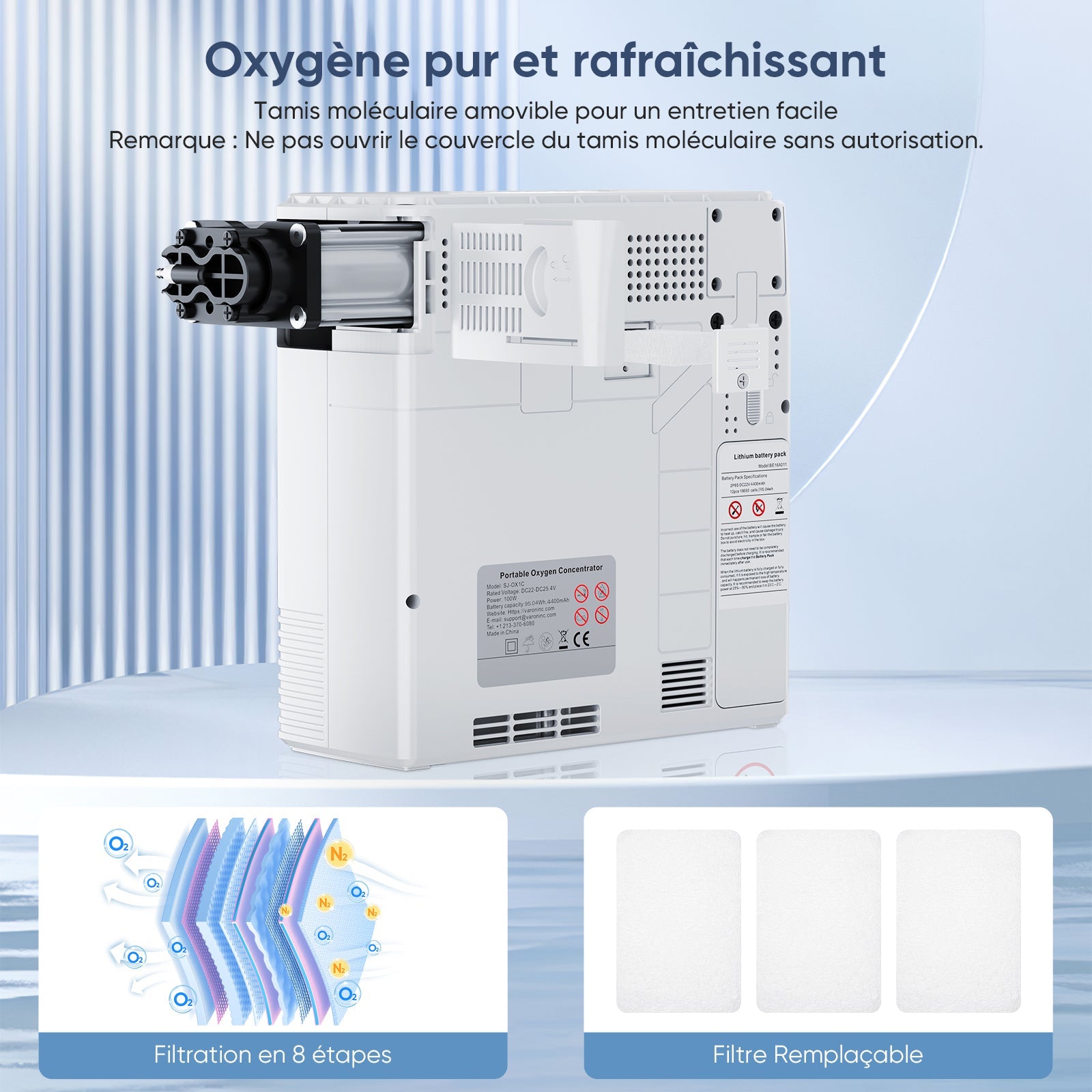 VARON VP-6 Concentrateur d'oxygène portable en continu - 6 Niveaux de Réglage, certifié CE VARON-FR