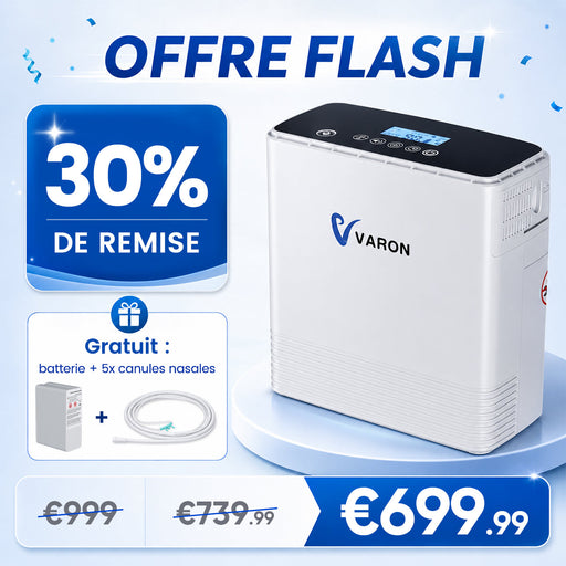 VARON VP-6 Concentrateur d'oxygène portable en continu - 6 Niveaux de Réglage, certifié CE VARON-FR