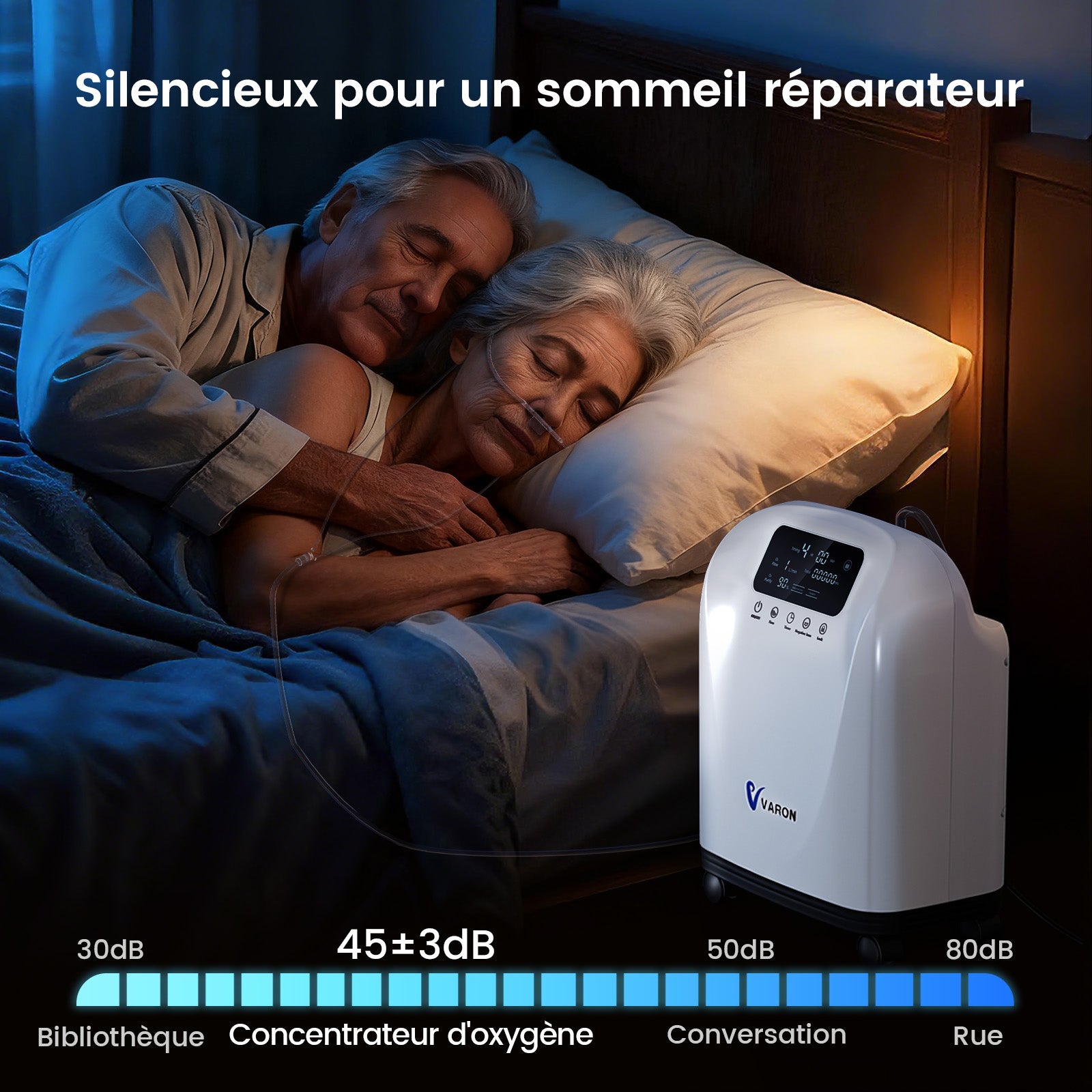 Concentrateur d'oxygène VARON VH-4 pour domicile | Flux continu réglable 1-9 L/min VARON