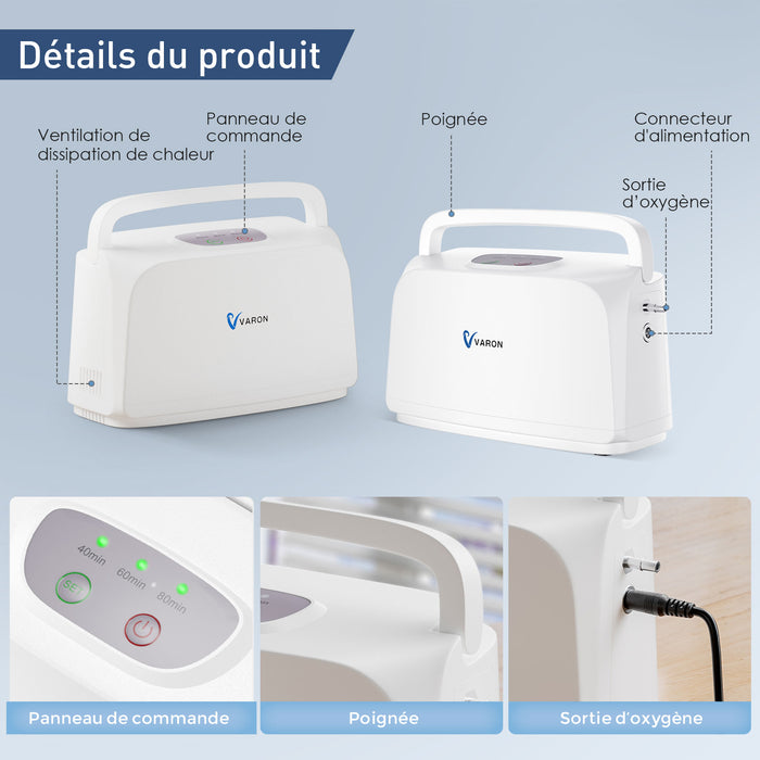 VARON 3L/min Concentrateur d'oxygène Portable VL-1