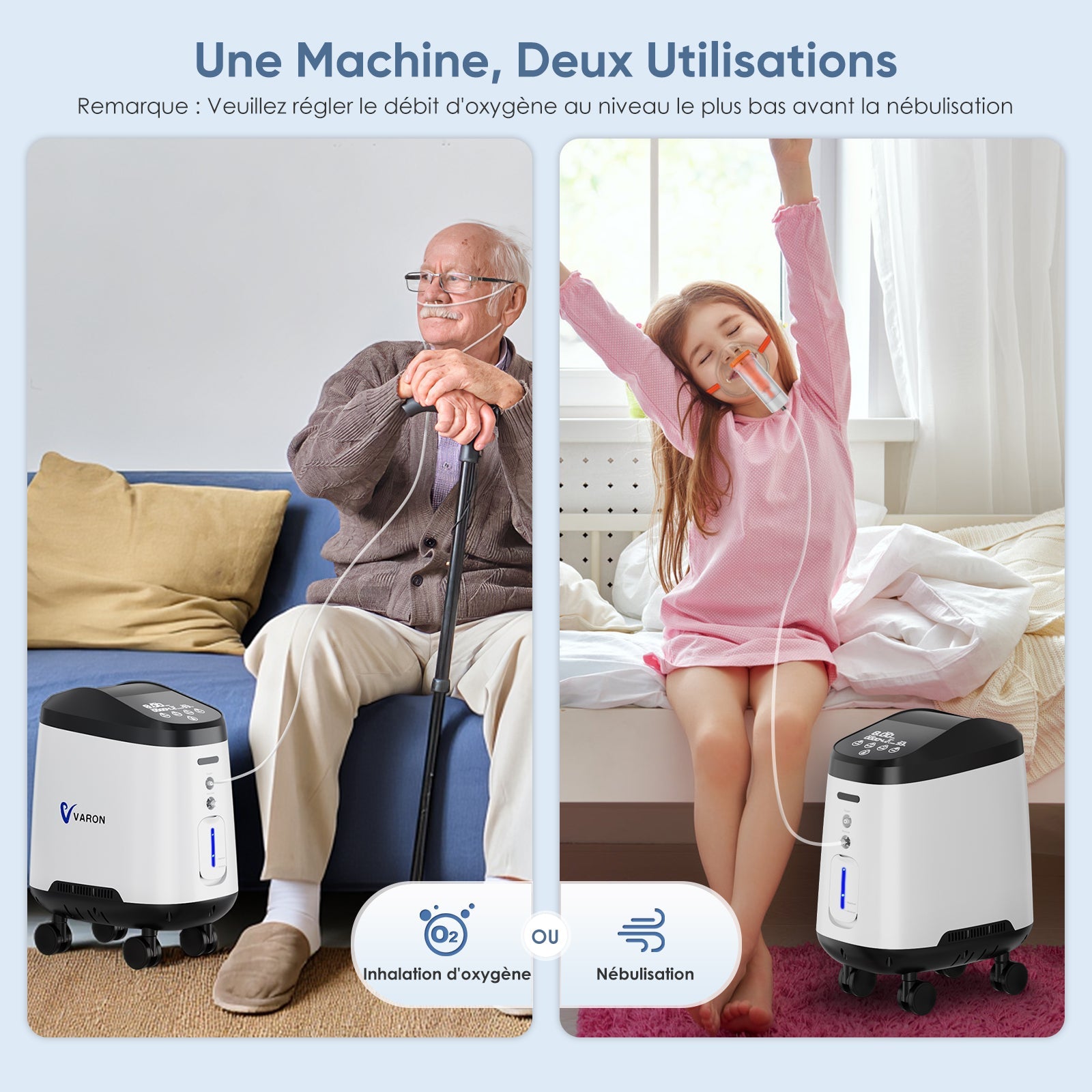 VARON PRO VH-2 Concentrateur d'oxygène à domicile | 9 Niveaux de Réglage, Approuvé CE VARON