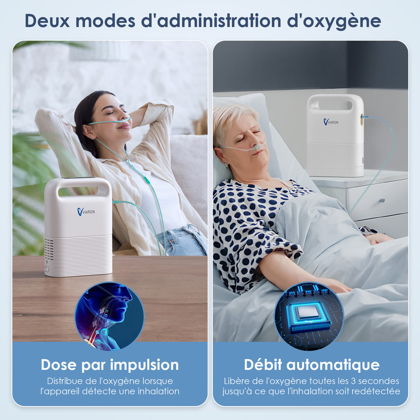 VARON VP-2 Concentrateur d'oxygène continu portable pour les personnes âgées