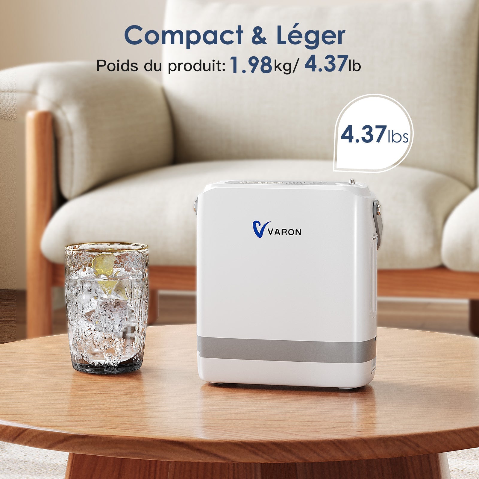 VARON VP-8G | Concentrateur Oxygen Portable Pulsé - 93% Pureté - Autonomie Étendue VARON-FR