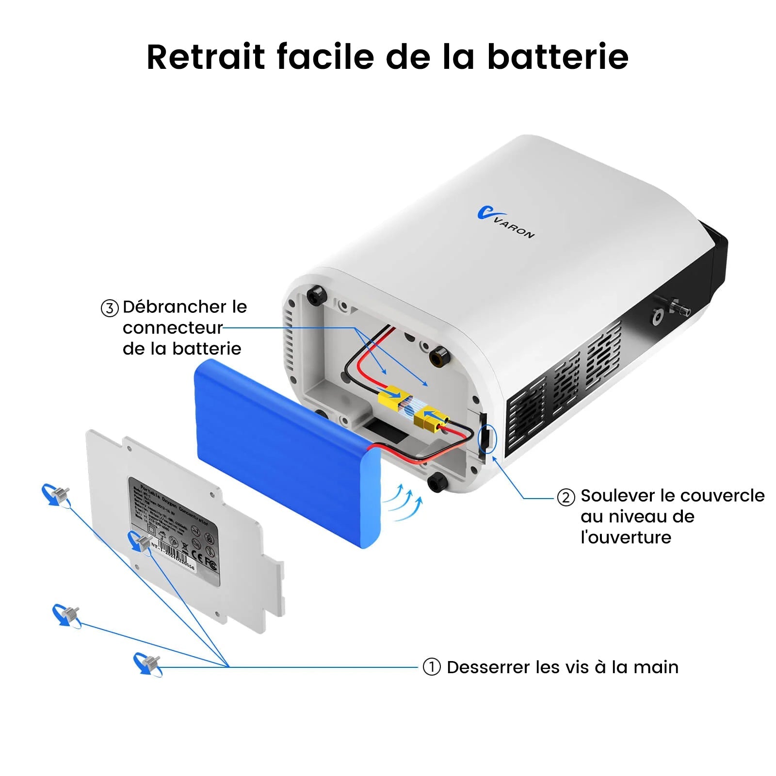 VARON VP-1 Pulse Concentrateur d'oxygène portable - Fonctionnement 24h, certifié CE VARON-FR