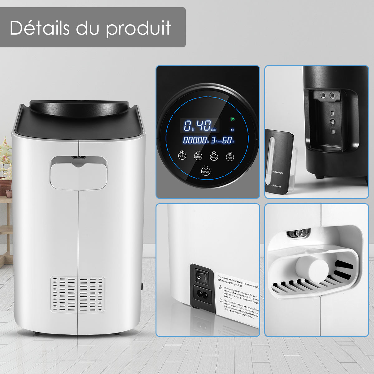 VARON VH-1 Concentrateur d'oxygène à domicile | 1-7L/min, Vital Senior Health, certifié CE VARON