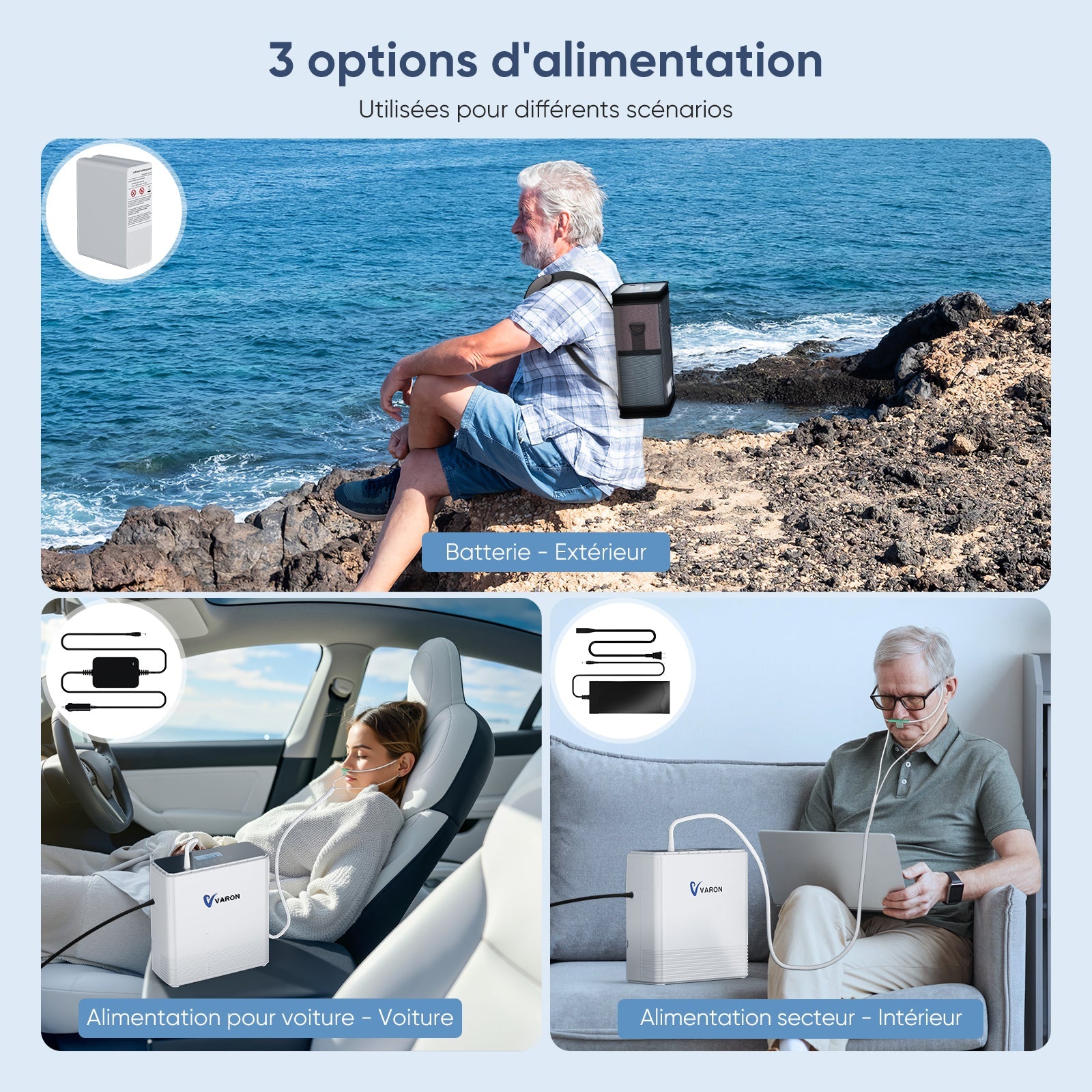 VARON VP-6 Concentrateur d'oxygène portable en continu - Débit 1-6L/min, certifié CE VARON-FR