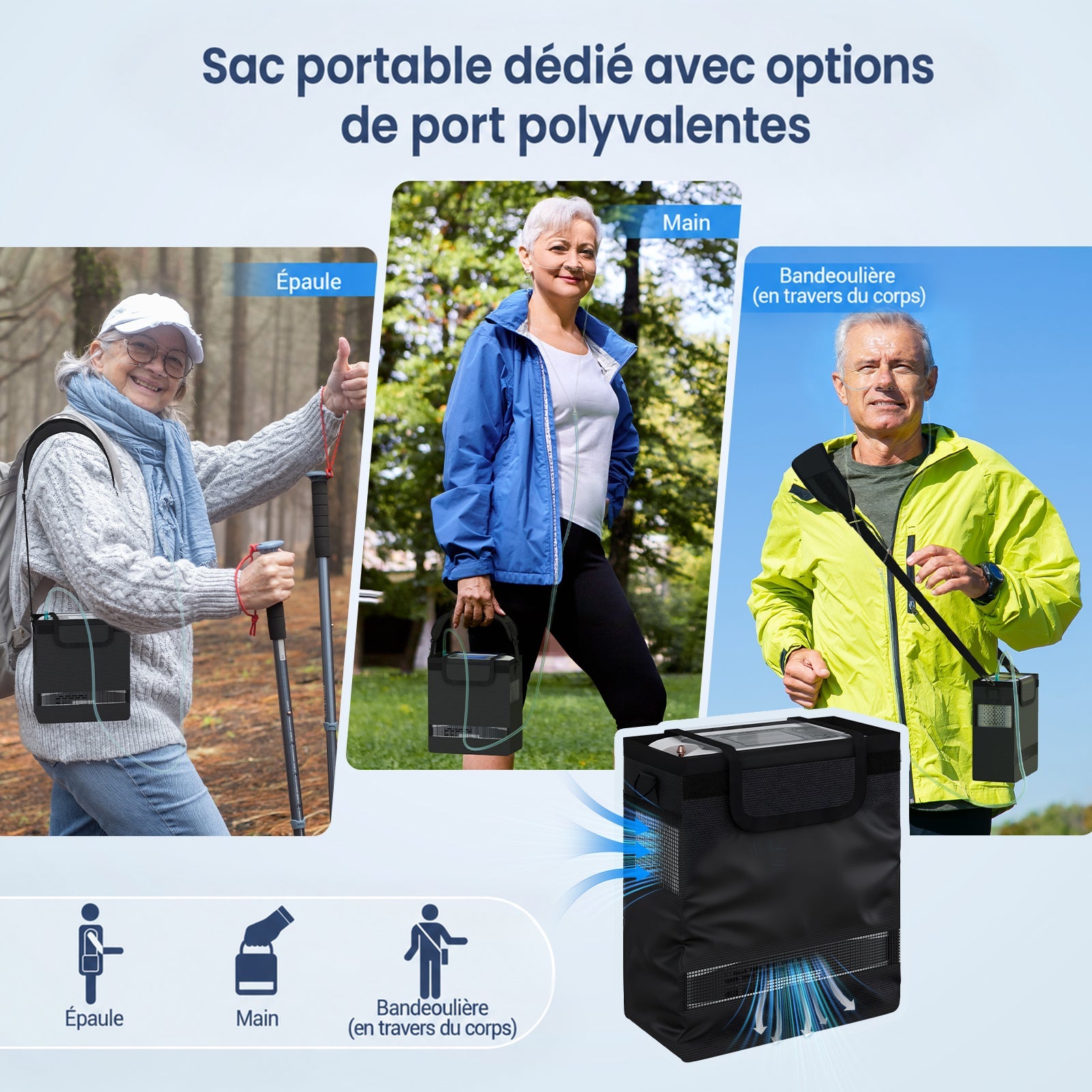 VARON VP-8 Lite | Concentrateur d’oxygène portable 2 kg à débit pulsé (1–7 niveaux) VARON-FR
