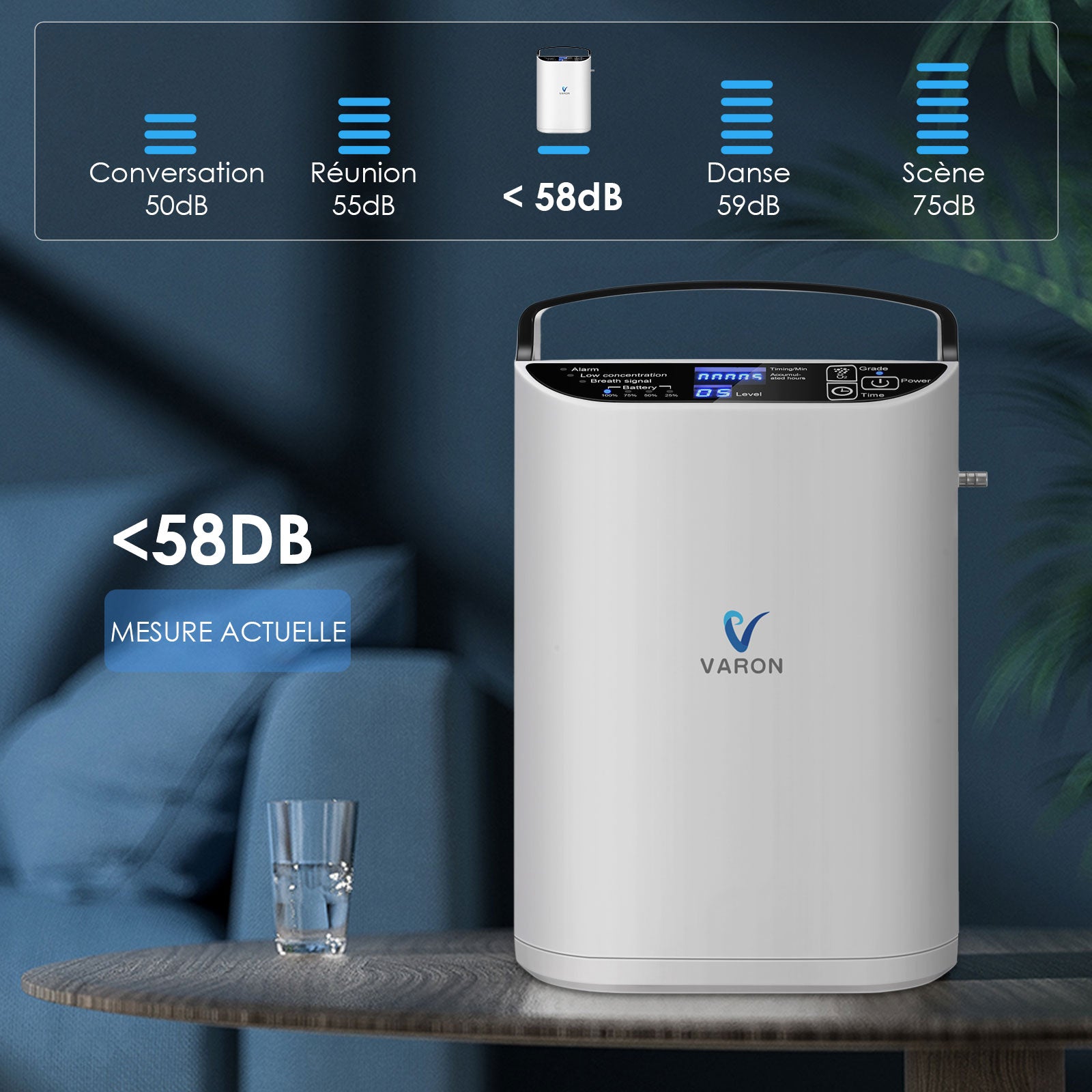 VARON VP-1 Concentrateur d'oxygène continu portable , silencieux et fiable