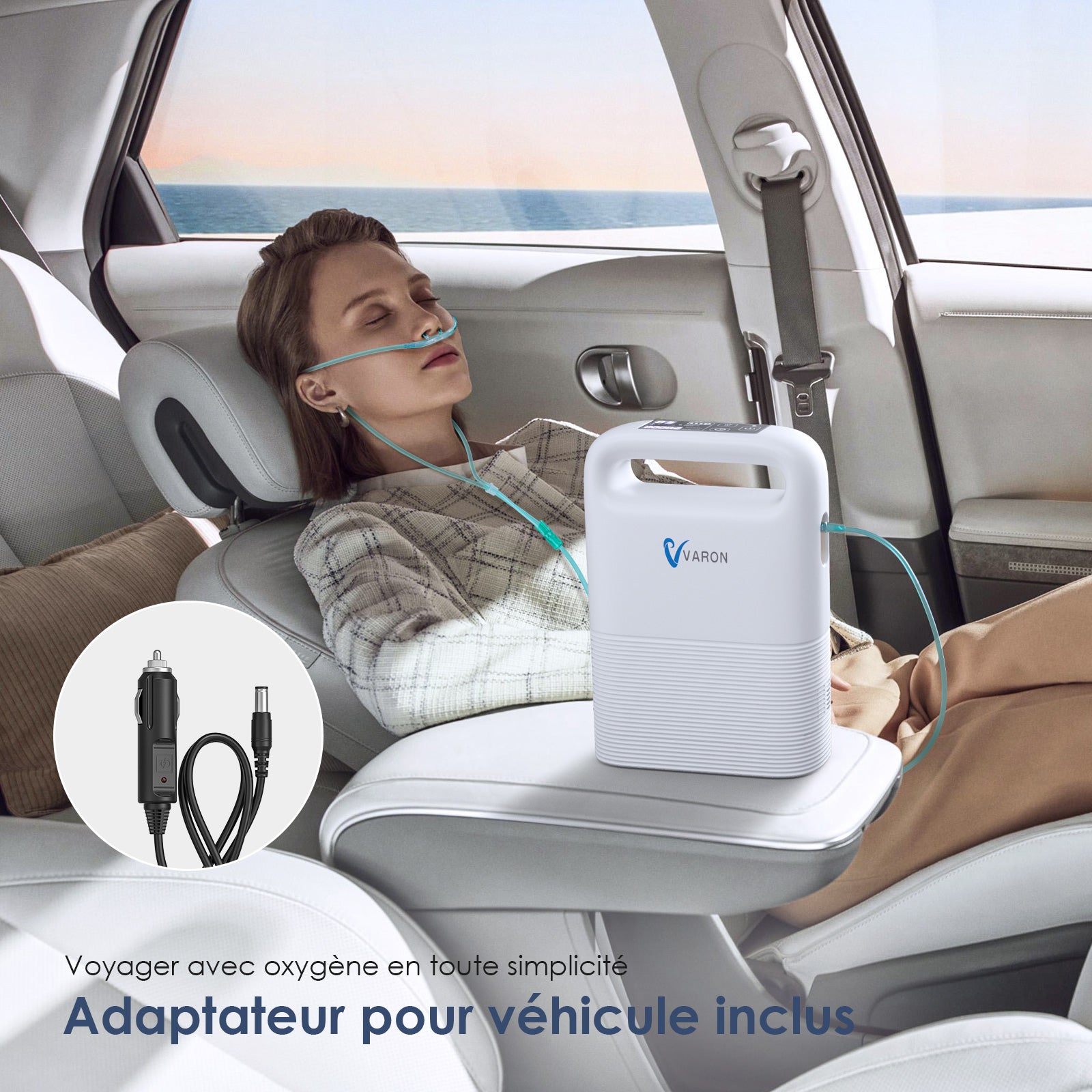 Dormir avec le concentrateur d'oxygène VARON VP-2 pour une assistance respiratoire nocturne silencieuse et continue