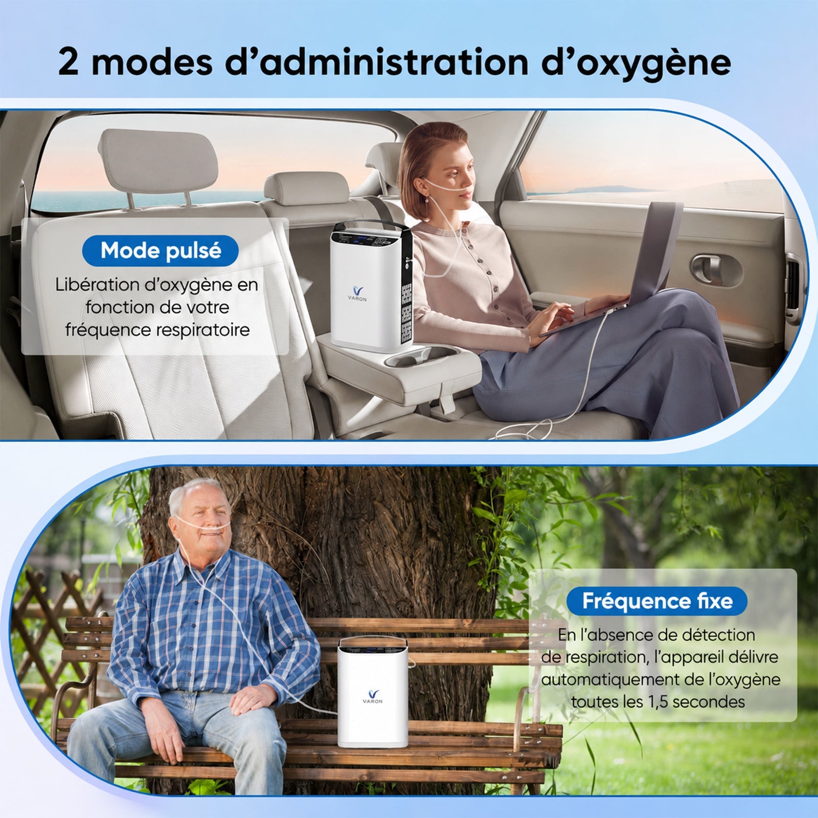 VARON VP-1 Pulse Concentrateur d'oxygène portable - Fonctionnement 24h, certifié CE VARON-FR