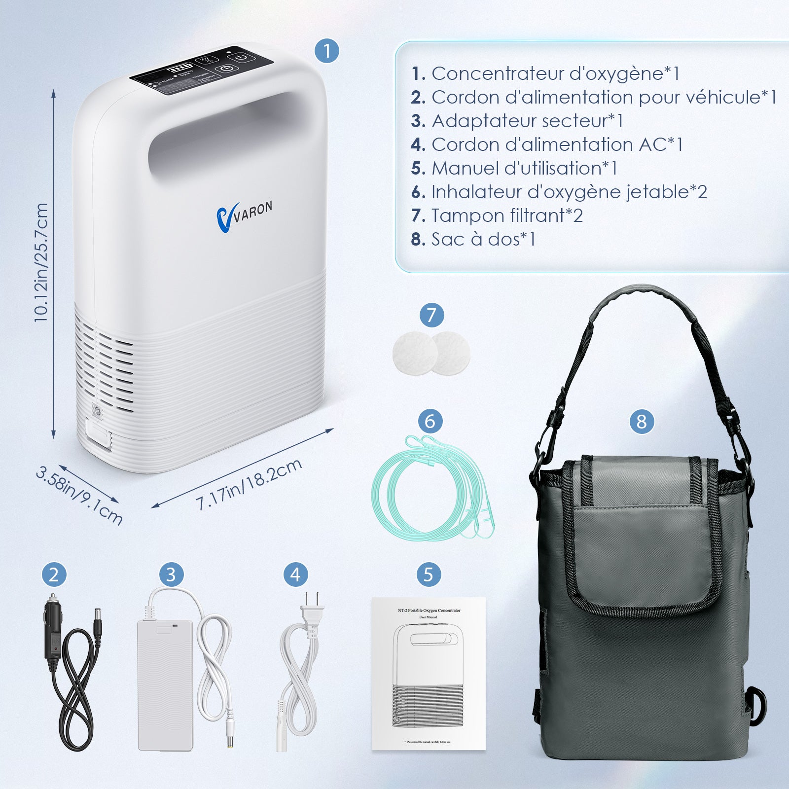 VARON VP-2 Accessoires pour le concentrateur d'oxygène portable