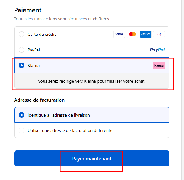 3. Payer avec Klarna