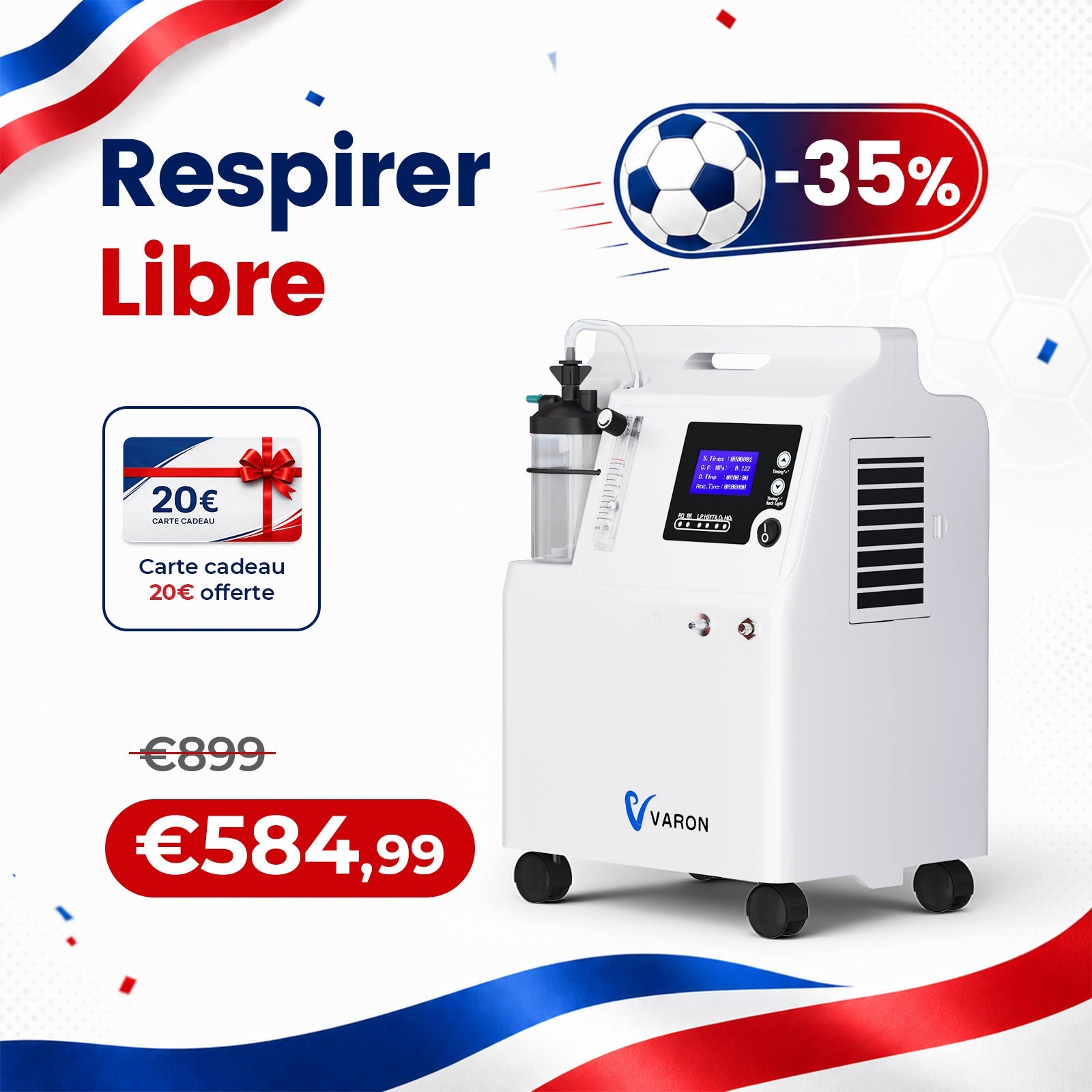 FDA Concentrateur d'oxygène VARON Serene 5 5L-Certification CE, 72H de fonctionnement VARON