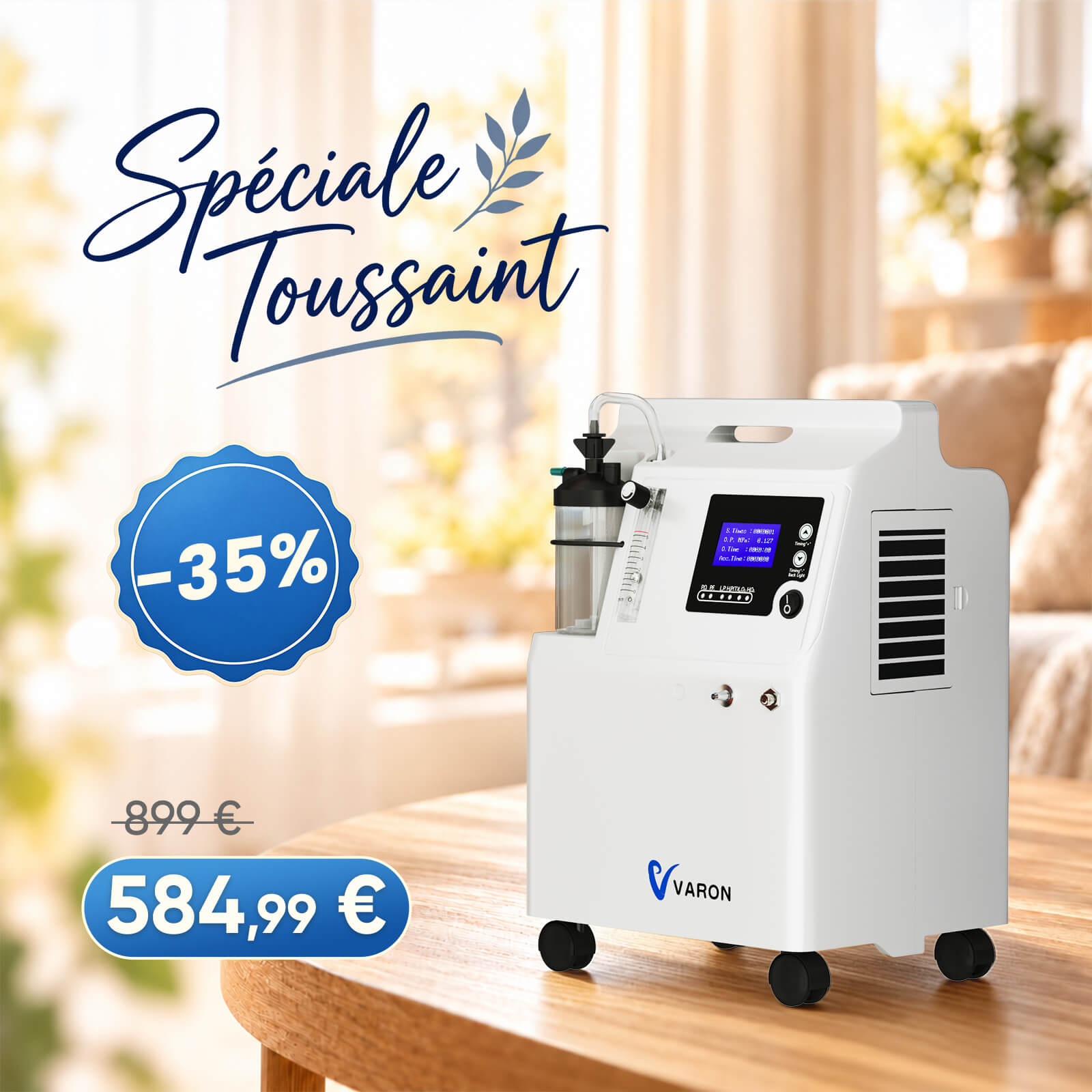 FDA Concentrateur d'oxygène VARON Serene 5 5L-Certification CE, 72H de fonctionnement VARON
