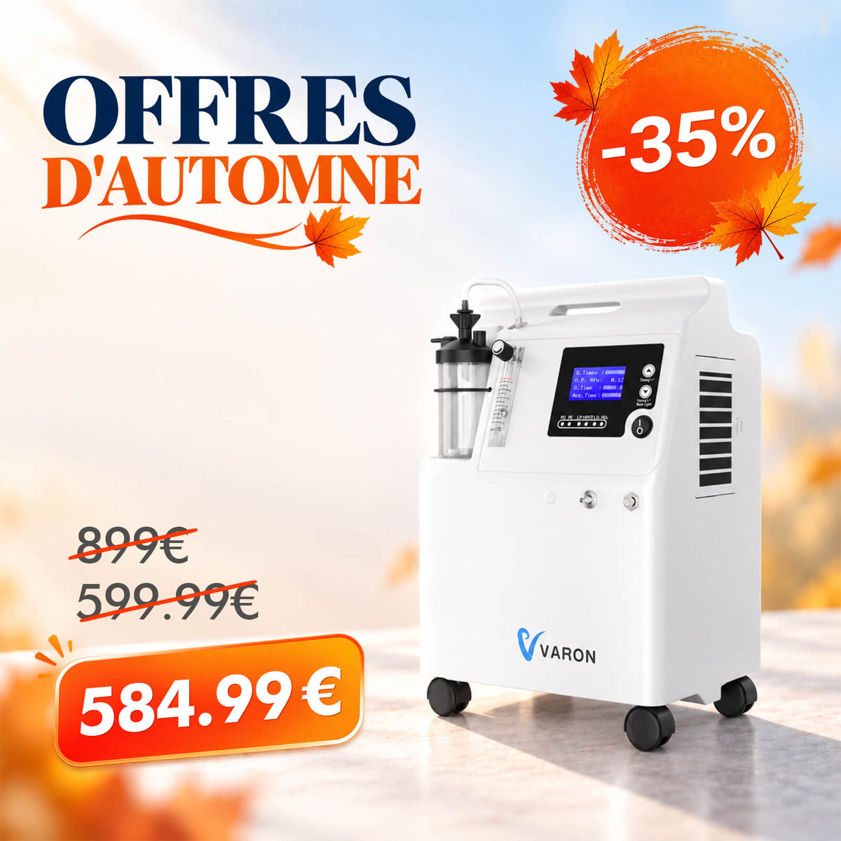FDA Concentrateur d'oxygène VARON Serene 5 5L-Certification CE, 72H de fonctionnement VARON