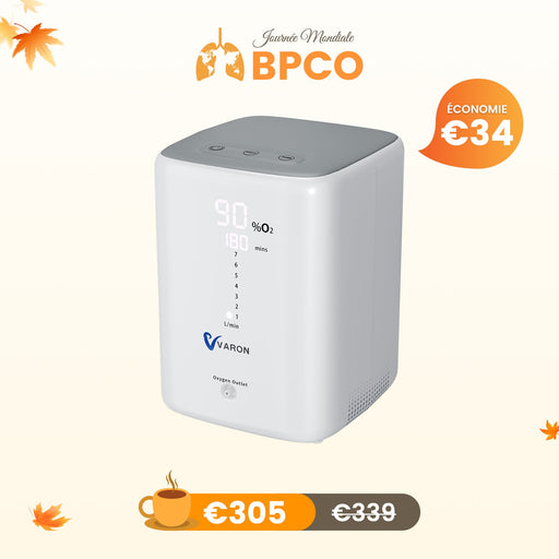 VARON VH-3 Concentrateur d'oxygène à domicile | 7 Niveaux de Réglage, Thérapie Confortable, certifié CE VARON