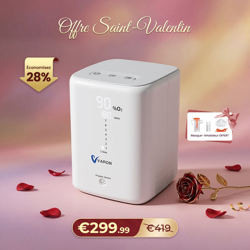VARON VH-3 Concentrateur d'oxygène à domicile | 7 Niveaux de Réglage, Thérapie Confortable, certifié CE VARON