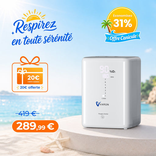 VARON VH-3 Concentrateur d'oxygène à domicile | 7 Niveaux de Réglage, Thérapie Confortable, certifié CE VARON