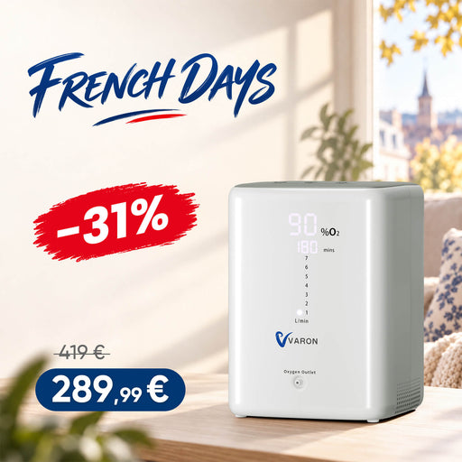 VARON VH-3 Concentrateur d'oxygène à domicile | 7 Niveaux de Réglage, Thérapie Confortable, certifié CE VARON