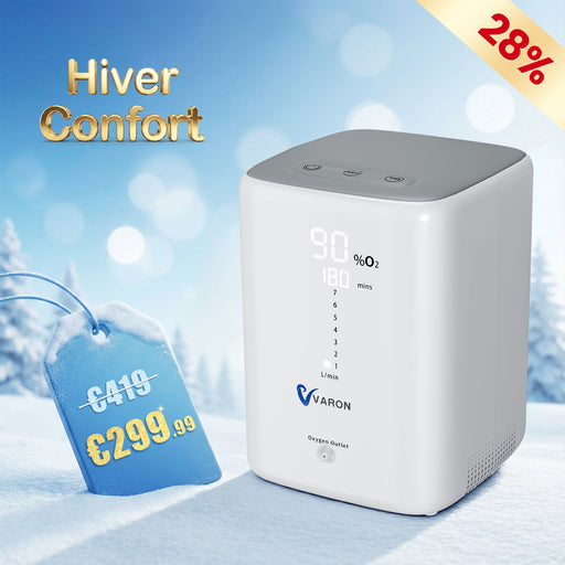 VARON VH-3 Concentrateur d'oxygène à domicile | 7 Niveaux de Réglage, Thérapie Confortable, certifié CE VARON
