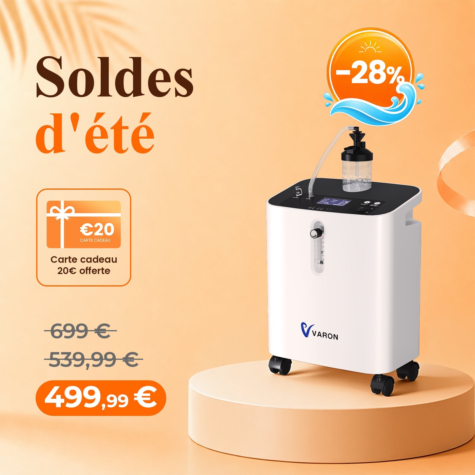 VARON VH-3 PRO Concentrateur d'oxygène à domicile | 10 Niveaux de Réglage, Thérapie Confortable, certifié CE VARON