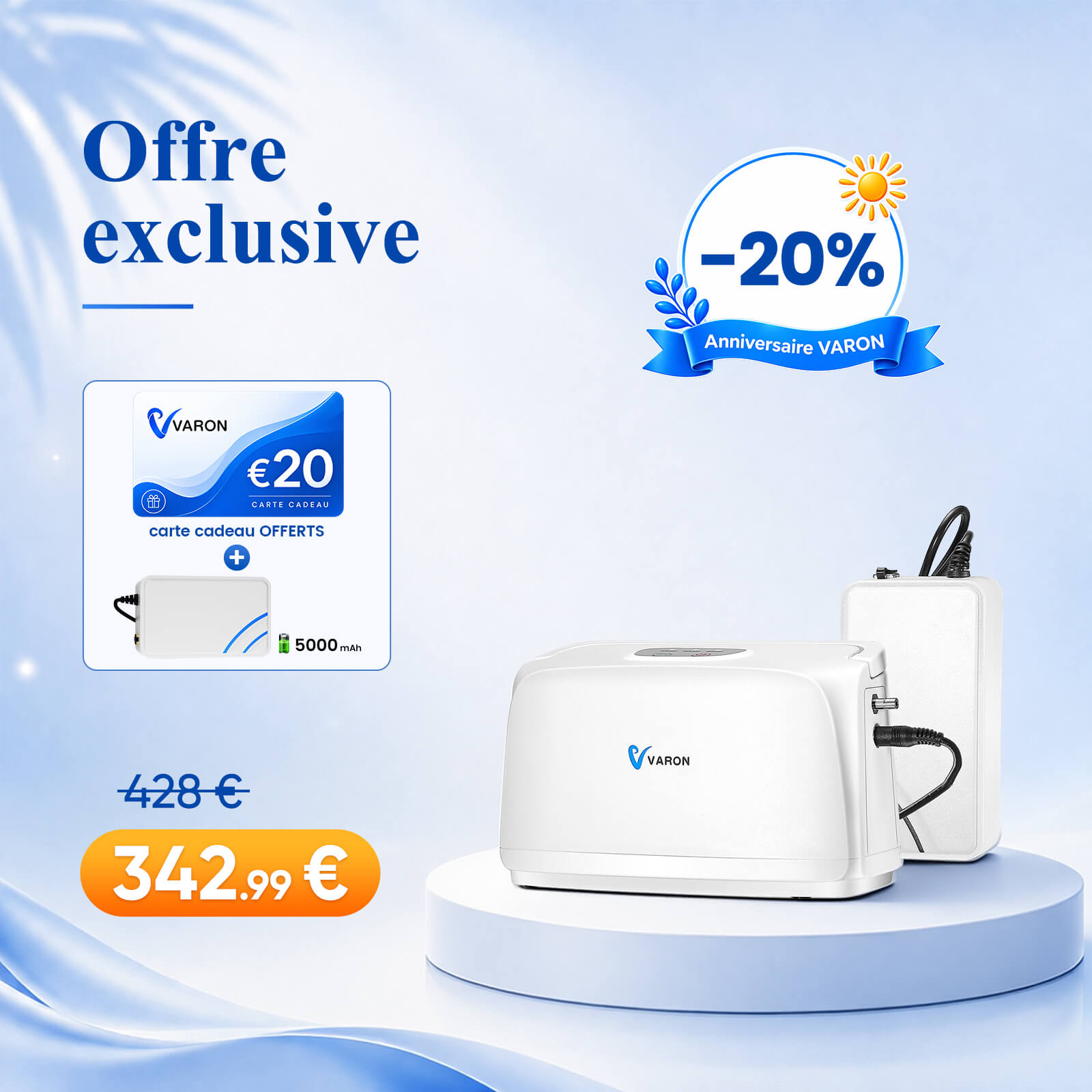 Concentrateur d'oxygène VARON VL-1 | Idéal pour la mobilité, certifié CE VARON