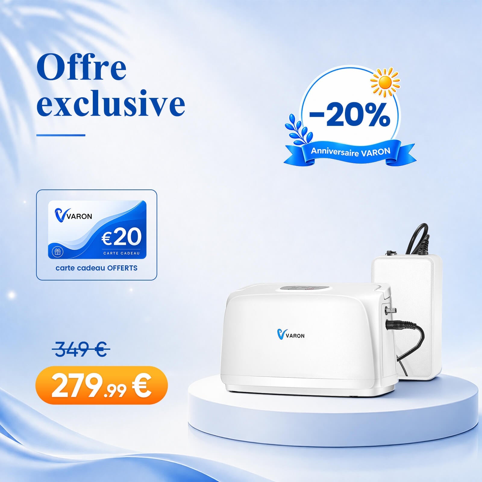 Concentrateur d'oxygène VARON VL-1 | Idéal pour la mobilité, certifié CE VARON