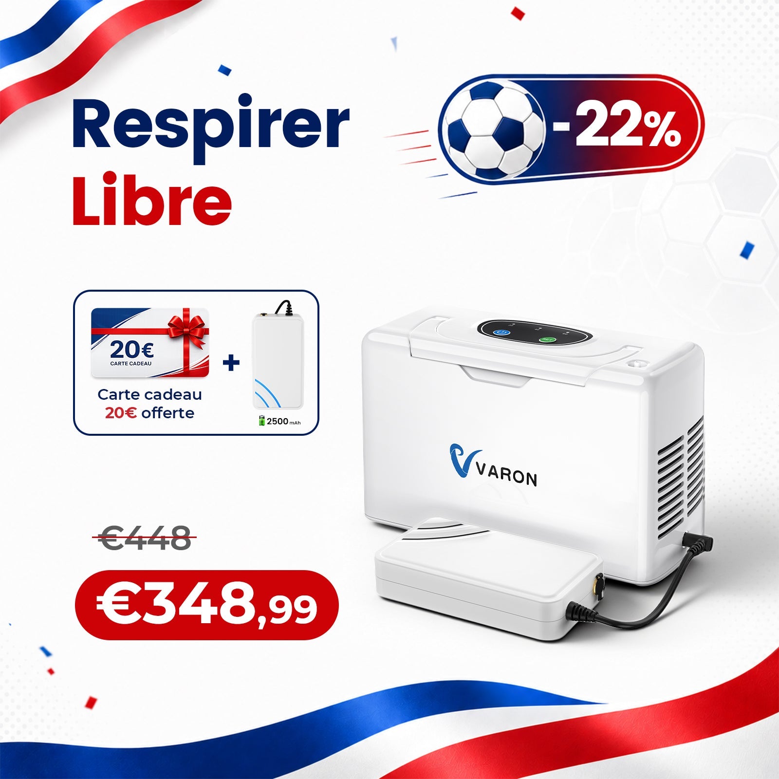 VARON VL-2 Light Concentrateur d'oxygène portable continu 3L/min, certifié CE VARON