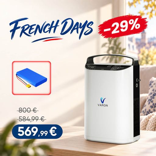 VARON VP-1 Pulse Concentrateur d'oxygène portable - Fonctionnement 24h, certifié CE VARON-FR