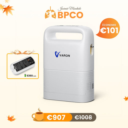 VARON VP-2 Pulse Concentrateur d'oxygène portable - 93% d'oxygène, batterie longue durée, certifié CE VARON-FR
