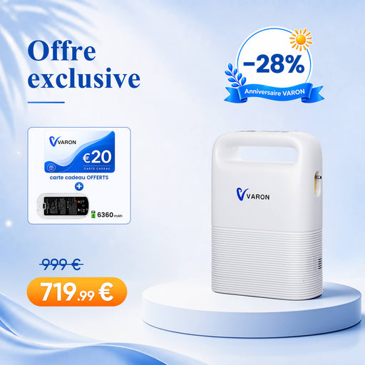 VARON VP-2 Pulse Concentrateur d'oxygène portable - 93% d'oxygène, batterie longue durée, certifié CE VARON-FR
