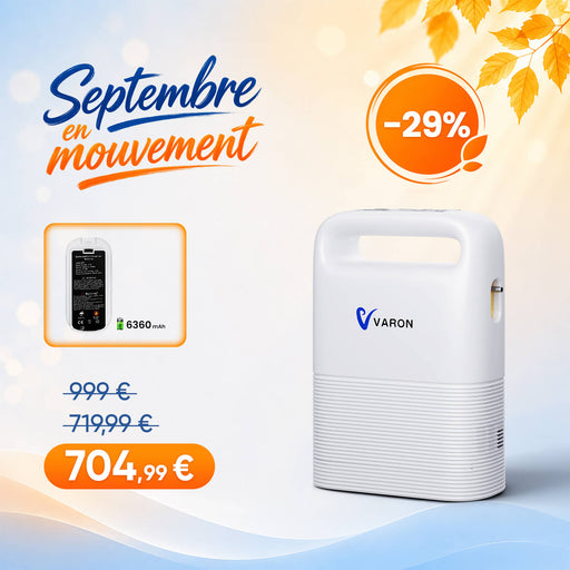 VARON VP-2 Pulse Concentrateur d'oxygène portable - 93% d'oxygène, batterie longue durée, certifié CE VARON-FR