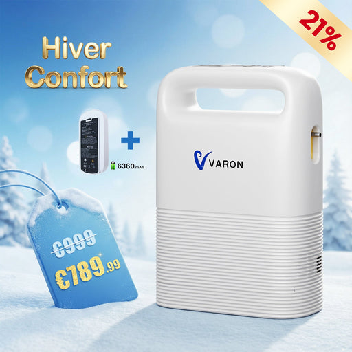 VARON VP-2 Pulse Concentrateur d'oxygène portable - 93% d'oxygène, batterie longue durée, certifié CE VARON-FR
