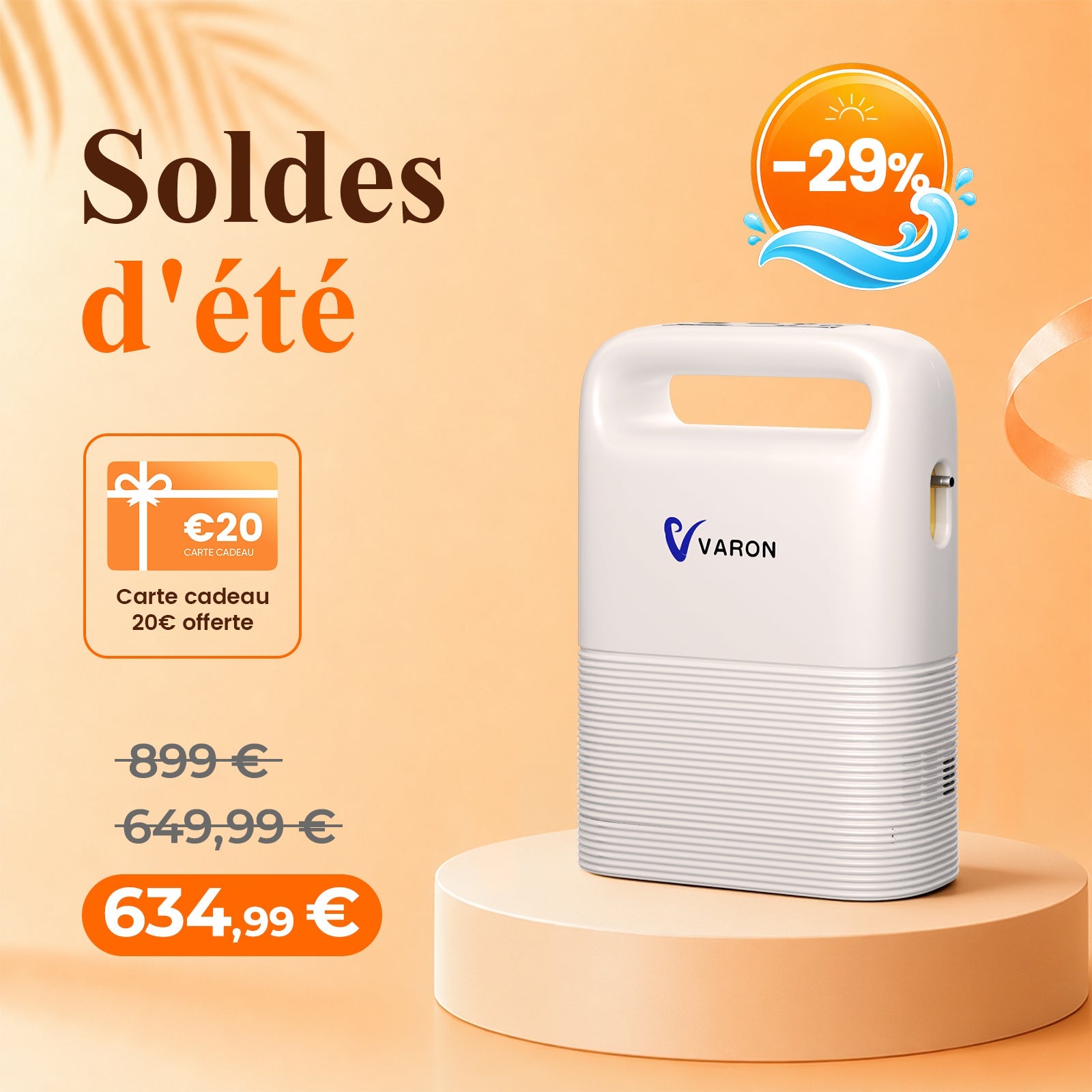 VARON VP-2 Pulse Concentrateur d'oxygène portable - 93% d'oxygène, batterie longue durée, certifié CE VARON-FR