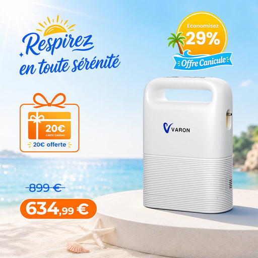 VARON VP-2 Pulse Concentrateur d'oxygène portable - 93% d'oxygène, batterie longue durée, certifié CE VARON-FR