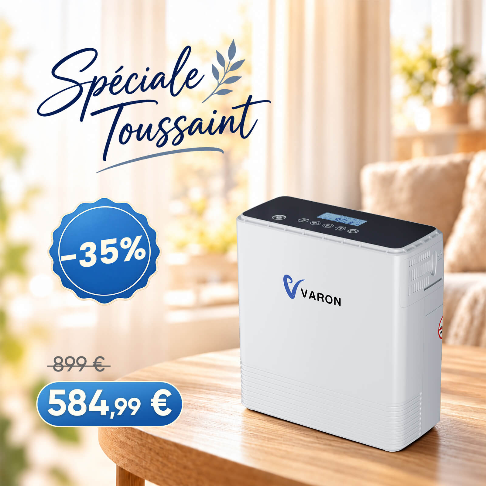 VARON VP-6 Concentrateur d'oxygène portable en continu - 6 Niveaux de Réglage VARON-FR